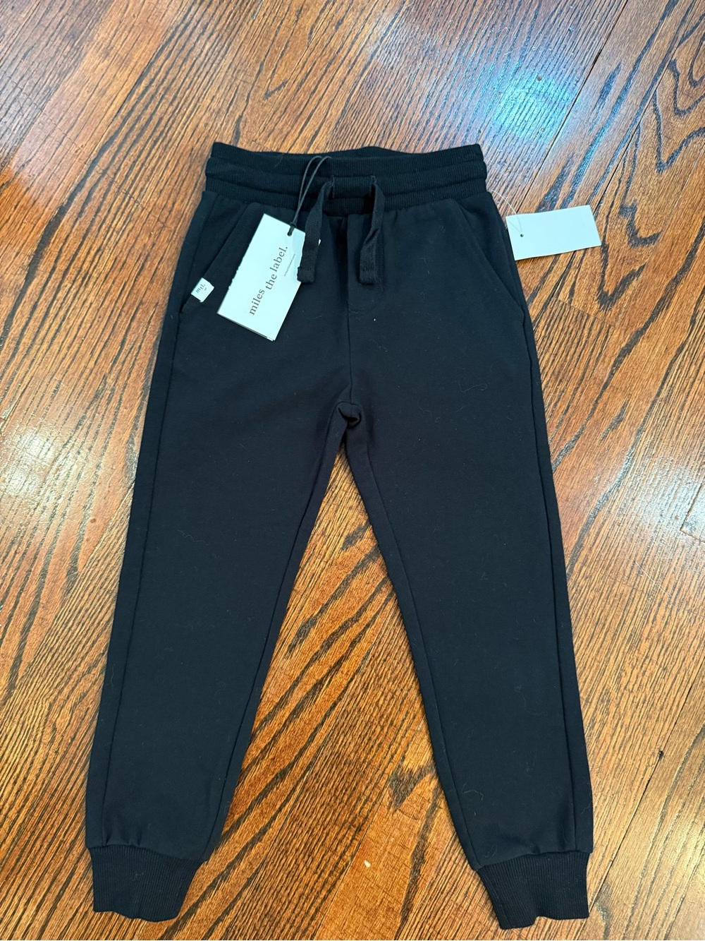 Kids Black Drawstring Joggers by Miles the Label Sz 4 NWT
